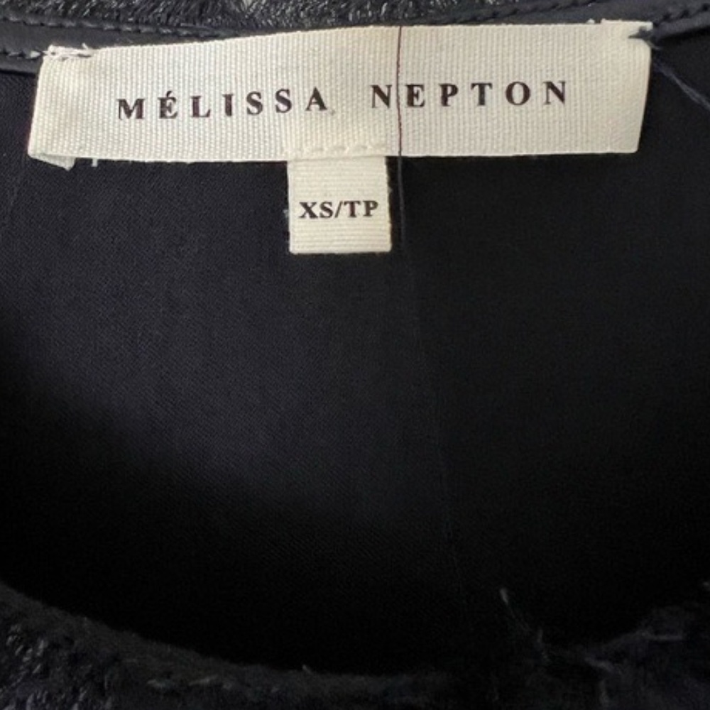 Melissa Nepton Navy Blue Satin Tee With Drawstring Waist Size XS Top - Picture 7 of 9
